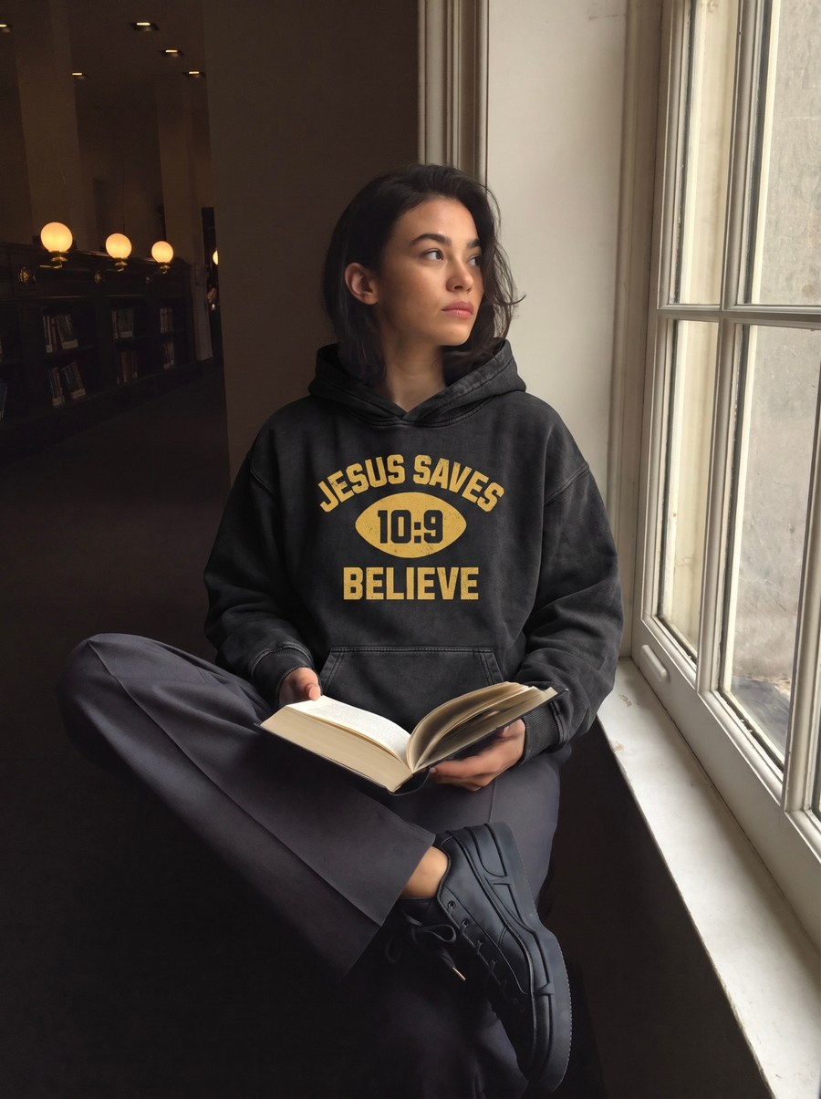 "Jesus Saves"  Snow Washed Hoodie