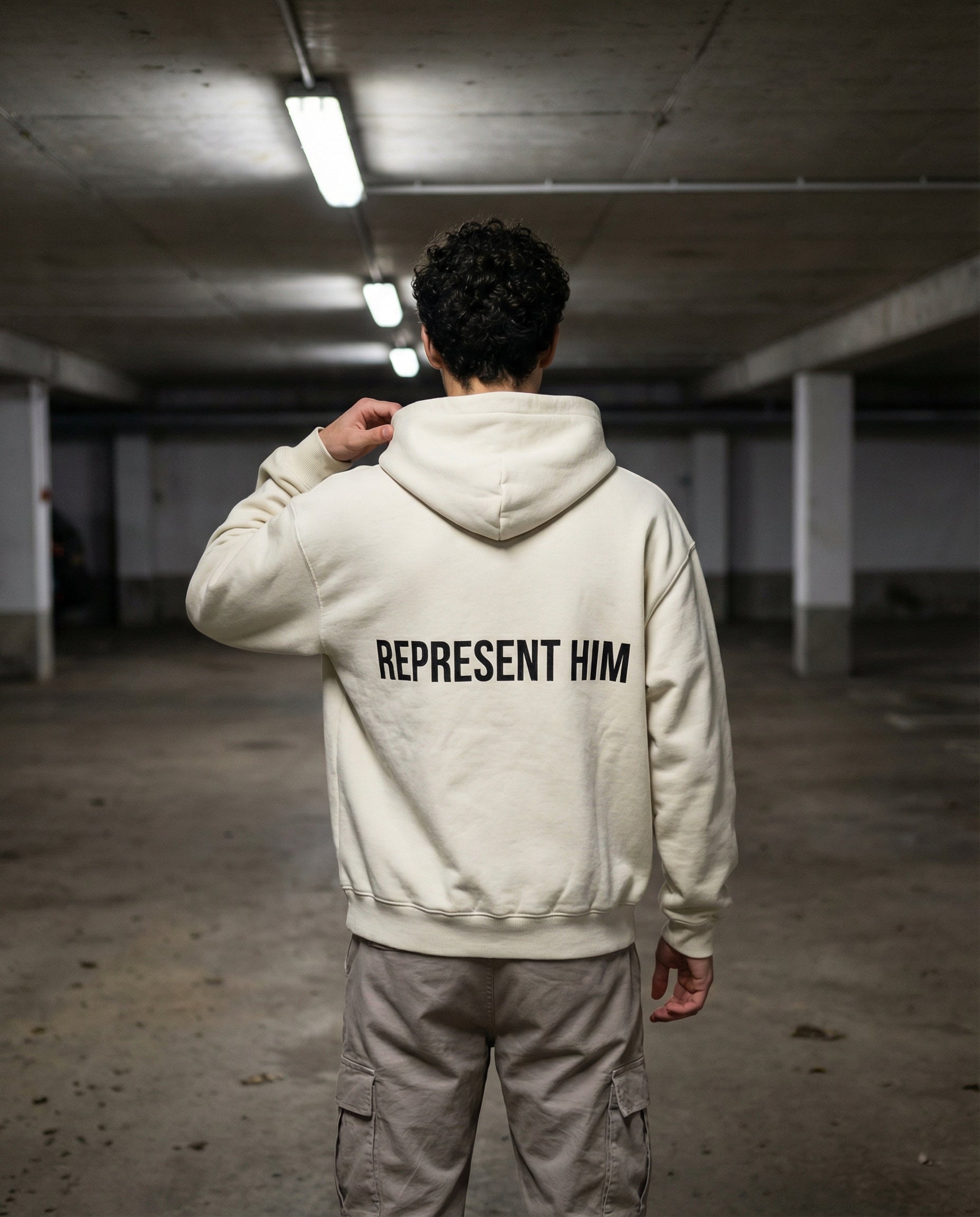 “Represent Him” Cream Hoodie