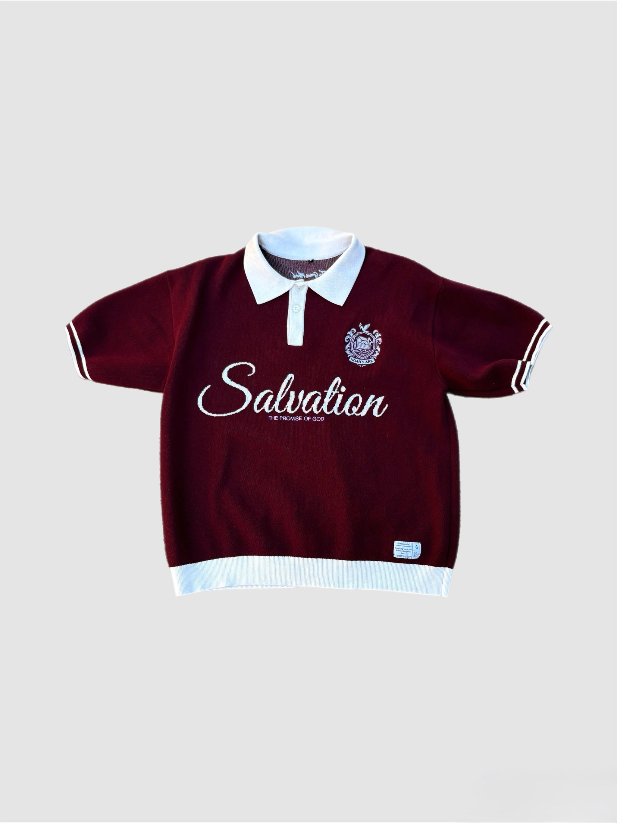 (Pre-Order) "Salvation" Burgundy Knit Polo